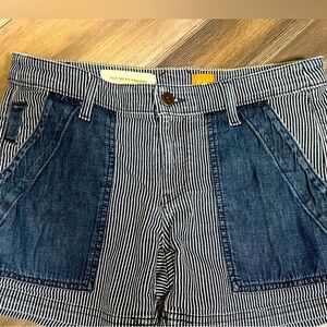Striped Denim Athletic Shorts